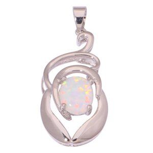 New - White Fire Opal Silver Pendant - Includes a Chain